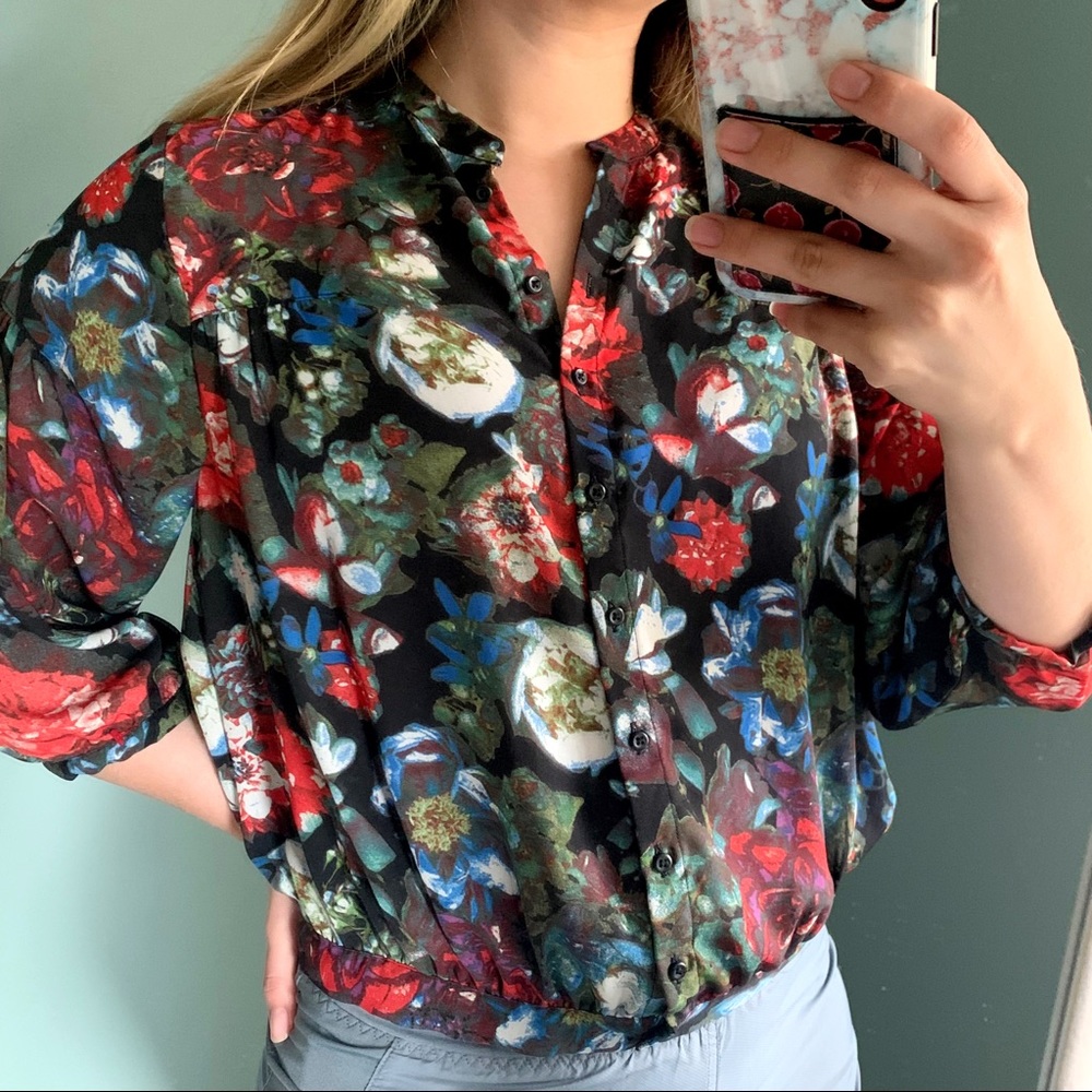 Kimchi Blue Floral Buttondown Blouse